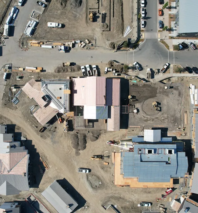 Aerial view of the Healdsburg Vineyard Hotel construction in progress showing 65%+ completion 4