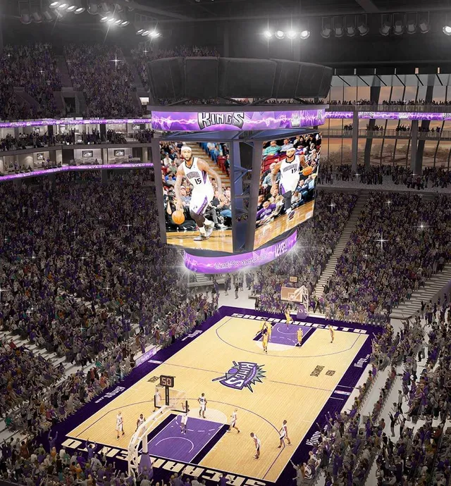 Arena interior super vom purple court view